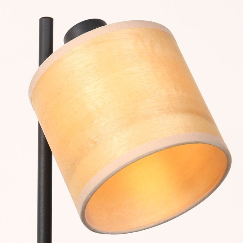 Tafellamp Bambus 3669ZW Zwart 1 lichts met houten kapje - Afbeelding 5