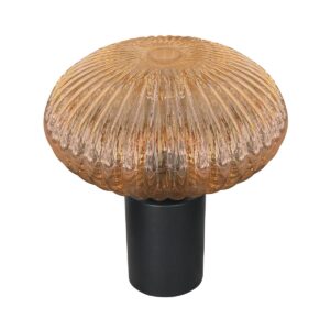 Tafellamp Bloeba 4235ZW met amberkleurig ribbelglas