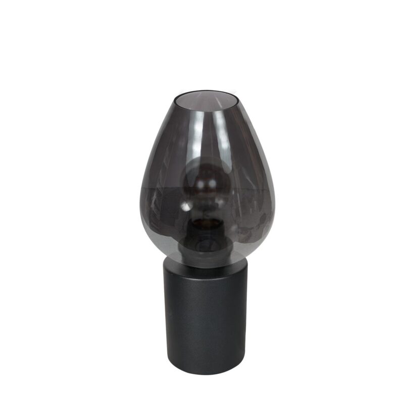 Tafellamp Bloeba 4378ZW met rookglas druppelkap Ø15 cm - Afbeelding 2