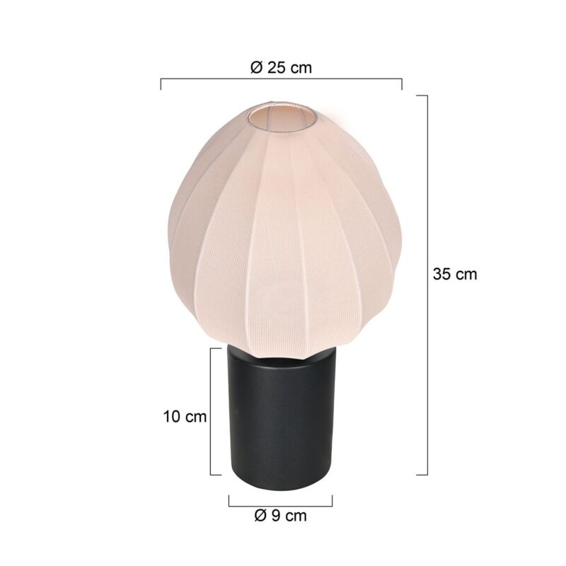 Tafellamp Bloeba 4385ZW met beige linnen druppelkap Ø25 cm - Afbeelding 6