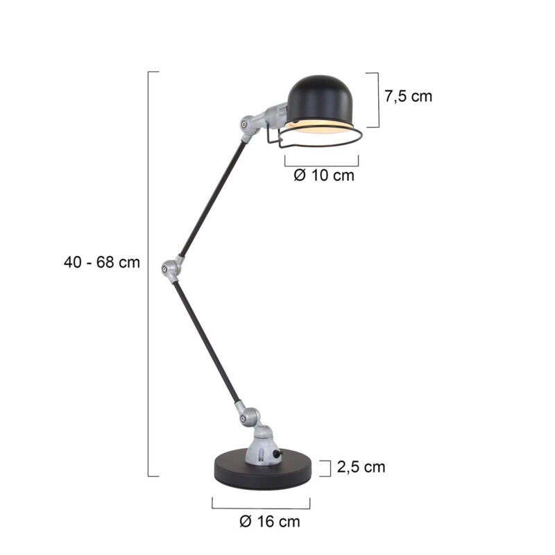 Tafellamp Davin 7655ZW Zwart met kleine fitting E14 - Afbeelding 7