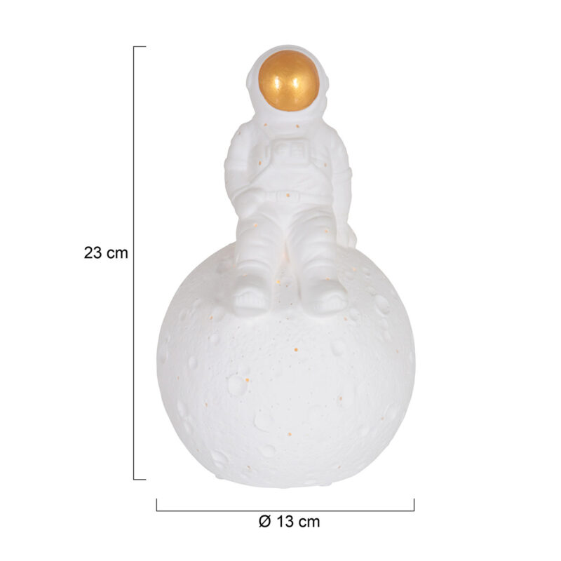Tafellamp Jazz 3108W Witte astronaut met goudkleurig vizier - Afbeelding 6