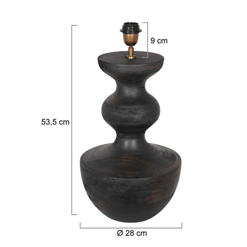 Tafellamp Lyons 3466ZW Zwart met snoer schakelaar en E27 fitting zonder kap - Afbeelding 6