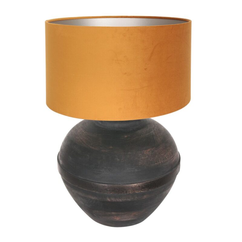 Tafellamp Lyons 3470ZW Zwart met goud velours kap - Afbeelding 2