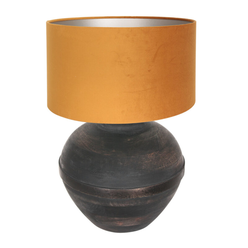 Tafellamp Lyons 3470ZW Zwart met goud velours kap