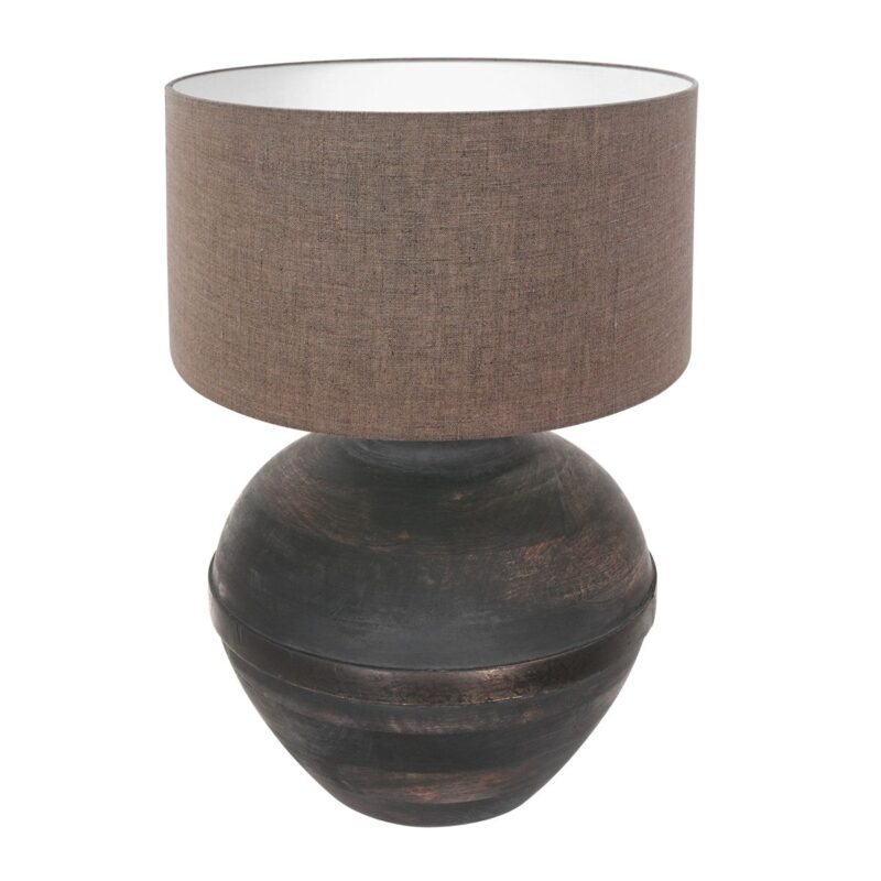 Lyons 3472ZW Black Table Lamp with Coarse Linen Gray Shade - Image 2