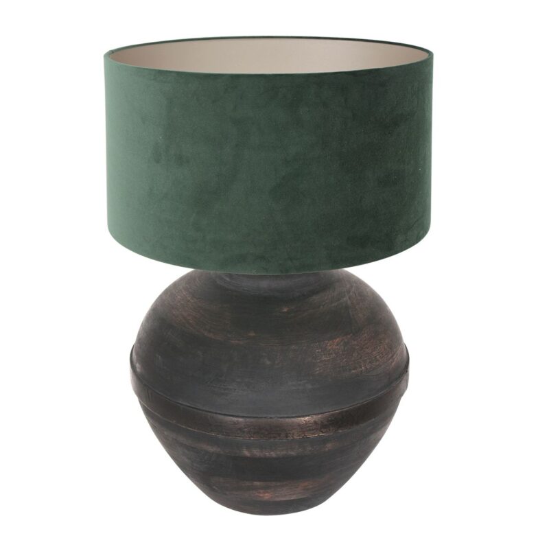 Tafellamp Lyons 3473ZW Zwart met groen velours kap - Afbeelding 2