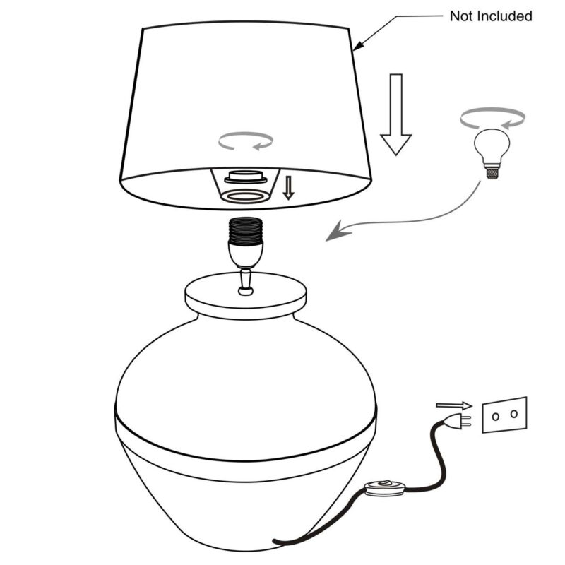 Tafellamp Lyons 3746ZW Zwart met naturel gras kap - Afbeelding 9