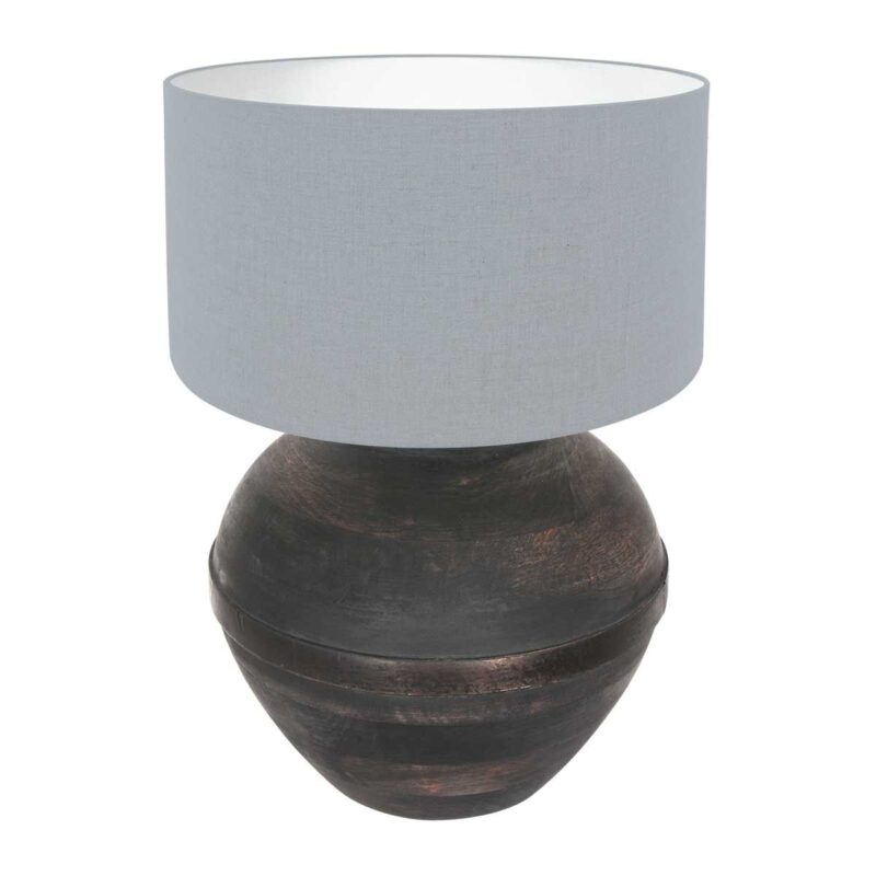Lámpara de mesa Lyons 3933ZW negra con pantalla de lino azul denim - Imagen 2
