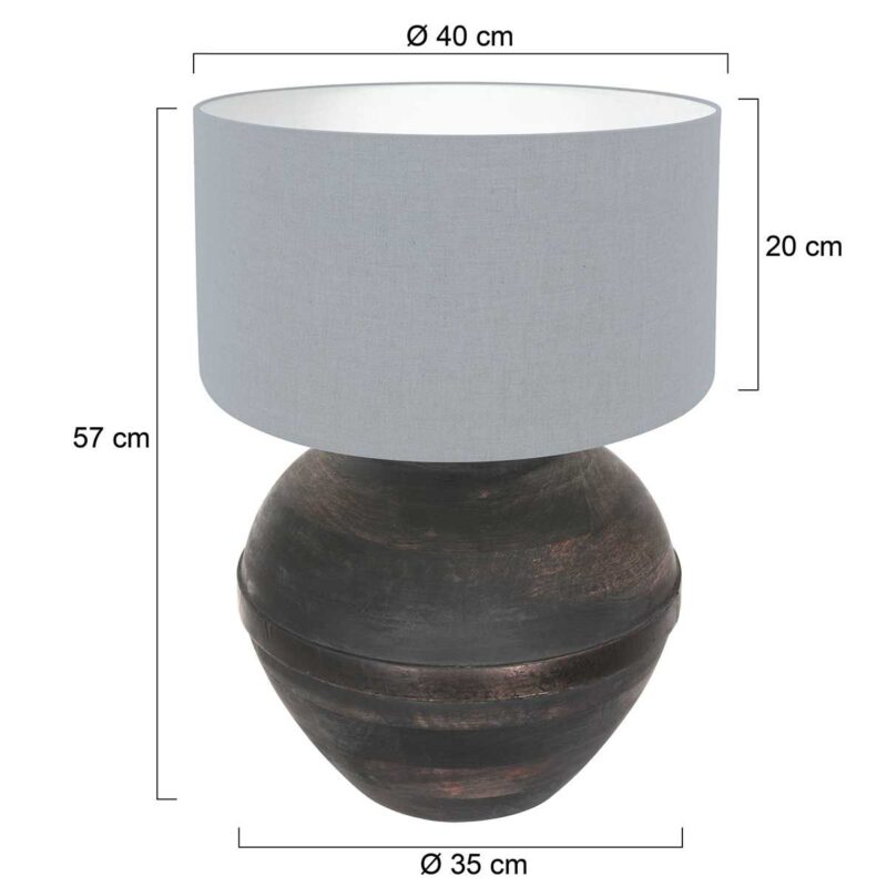 Lámpara de mesa Lyons 3933ZW negra con pantalla de lino azul denim - Imagen 7