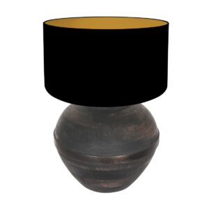 Tafellamp Lyons 3971ZW Zwart met zwart gouden linnen kap