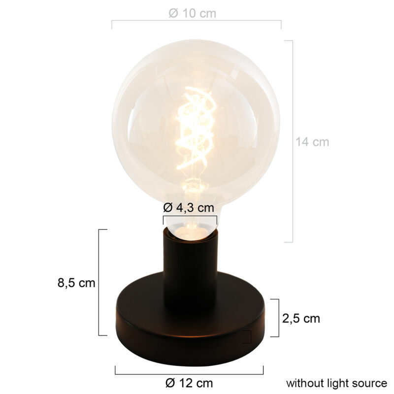 Tafellamp Minimalics 2703ZW Zwart met E27 fitting - Afbeelding 8