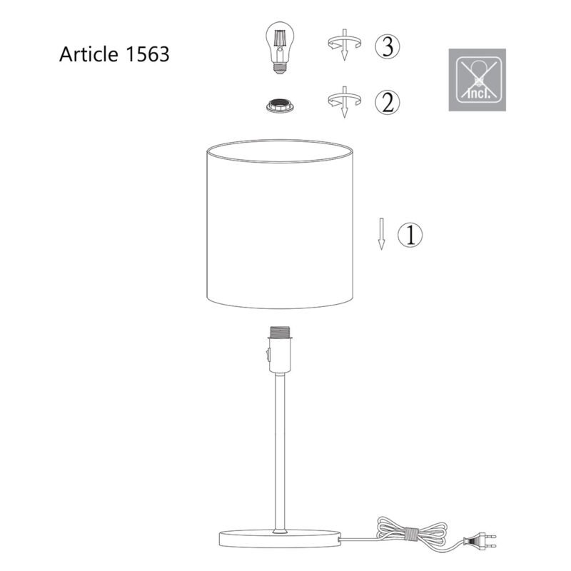 Tafellamp Noor 1563ST Staal met E27 fitting - Afbeelding 10