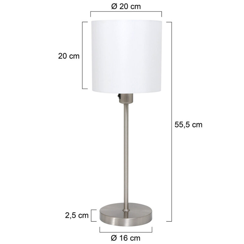 Tafellamp Noor 1563ST Staal met E27 fitting - Afbeelding 8