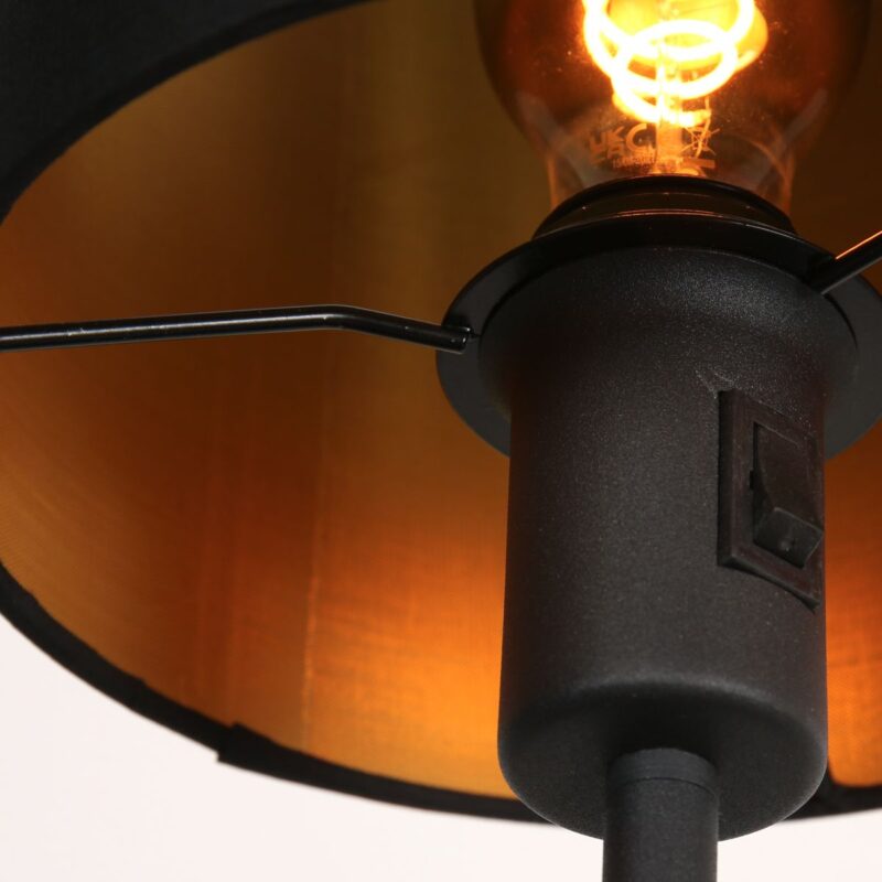 Tafellamp Noor 1563ZW Zwart met goud en een E27 fitting - Afbeelding 9