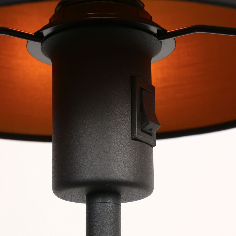 Tafellamp Noor 1563ZW Zwart met goud en een E27 fitting - Afbeelding 10