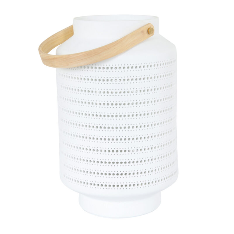 Tafellamp Porcelain 3058W met houten handvat en ontelbaar veel gaatjes - Afbeelding 9