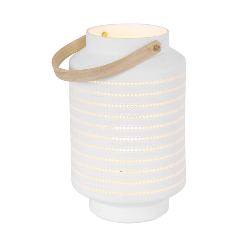 Tafellamp Porcelain 3058W met houten handvat en ontelbaar veel gaatjes - Afbeelding 10