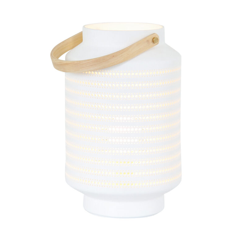 Tafellamp Porcelain 3058W met houten handvat en ontelbaar veel gaatjes - Afbeelding 11