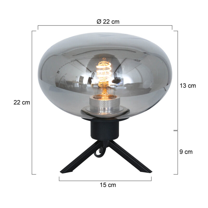 Tafellamp Reflexion 2681ZW Zwart met een E27 fitting - Afbeelding 8