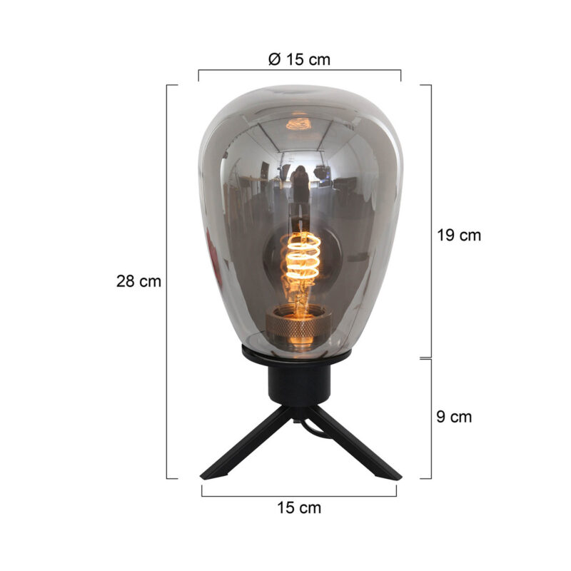 Tafellamp Reflexion 2682ZW Zwart 28cm hoog E27 fitting - Afbeelding 8