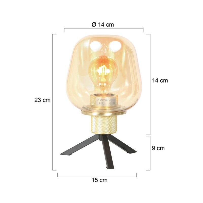 Tafellamp Reflexion 2683ME Messing 23cm hoog E27 fitting - Afbeelding 6
