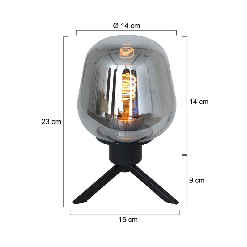 Tafellamp Reflexion 2683ZW zwart 23cm hoog E27 fitting - Afbeelding 8