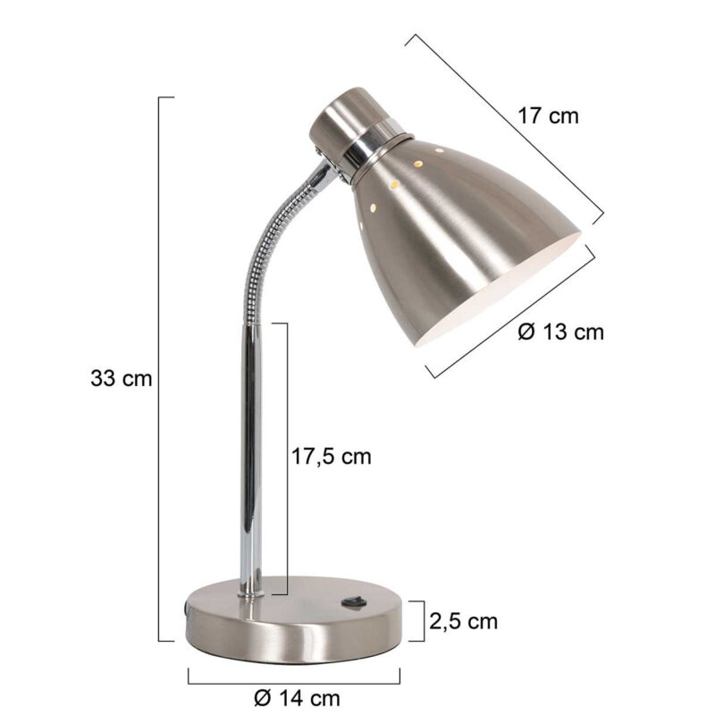 Tafellamp Spring 3391ST Staal E27 fitting - Afbeelding 6