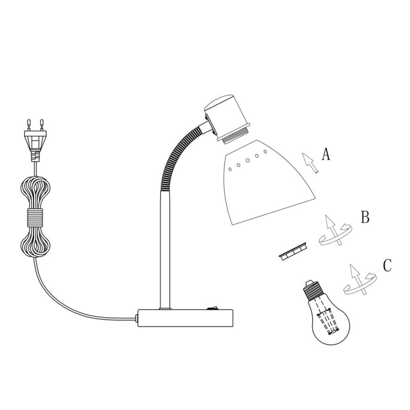 Tafellamp Spring 3391W Wit E27 fitting - Afbeelding 8