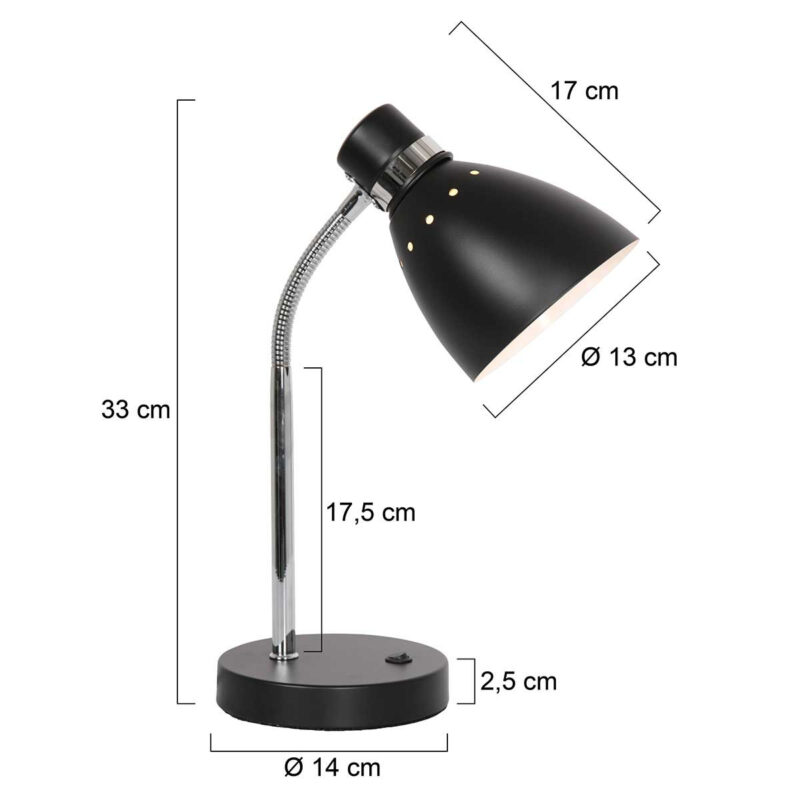 Tafellamp Spring 3391ZW Zwart E27 fitting - Afbeelding 7