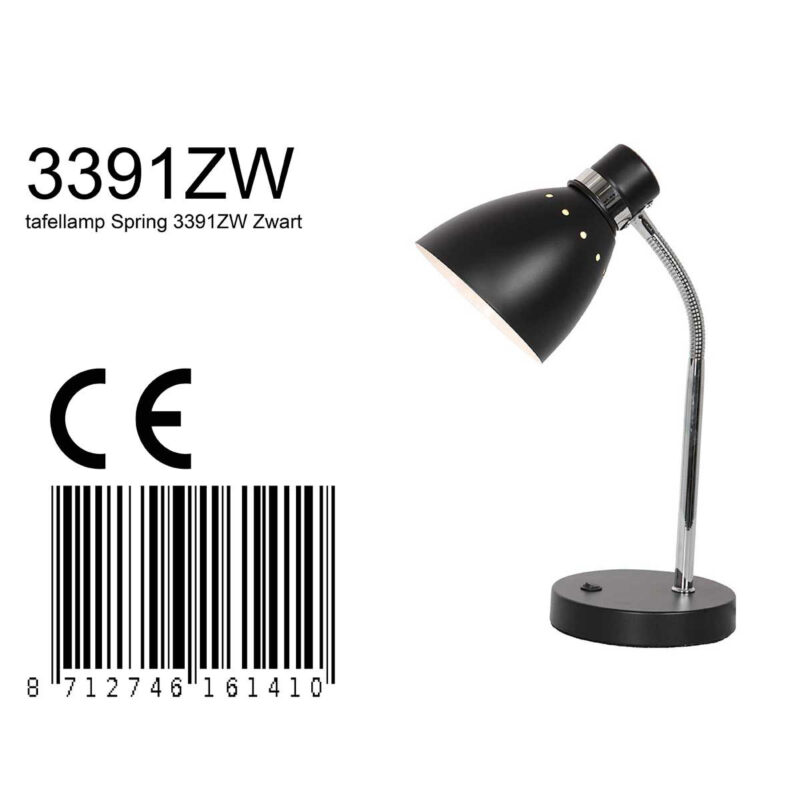 Tafellamp Spring 3391ZW Zwart E27 fitting - Afbeelding 8