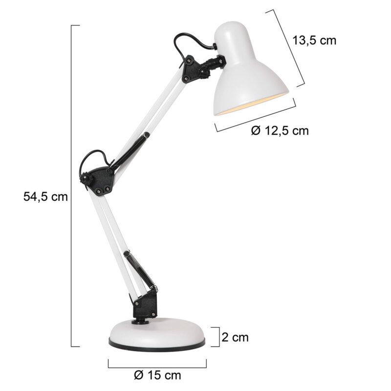 Tafellamp Study 3456W Witte bureau lamp - Afbeelding 7