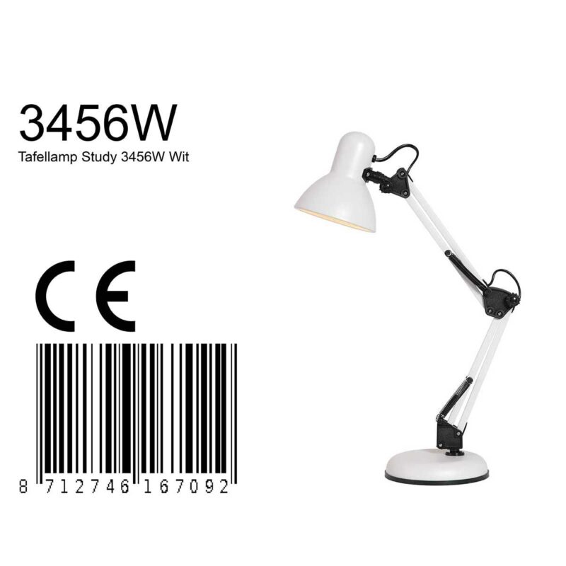 Tafellamp Study 3456W Witte bureau lamp - Afbeelding 8