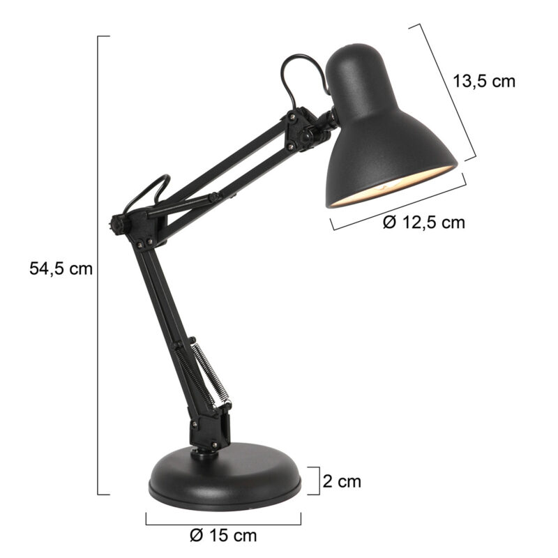Tafellamp Study 3456ZW Zwarte bureau lamp - Afbeelding 7