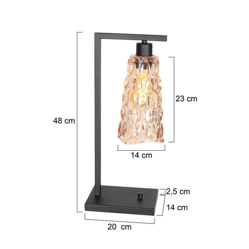 Tafellamp Vidrio 3837ZW amber geel glas - Afbeelding 6