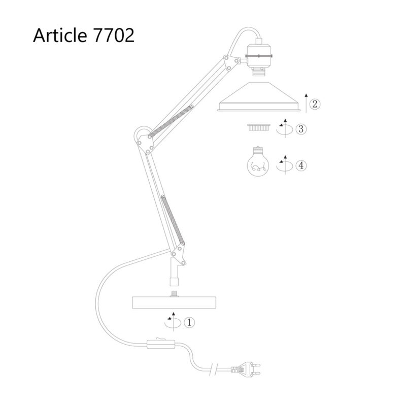Tafellamp Zappa 7702ZW Zwart met schaararm en E14 fitting - Afbeelding 10