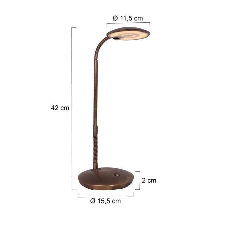 Tafellamp Zenith 1470BR Brons lichtkleur instelbaar - Afbeelding 7