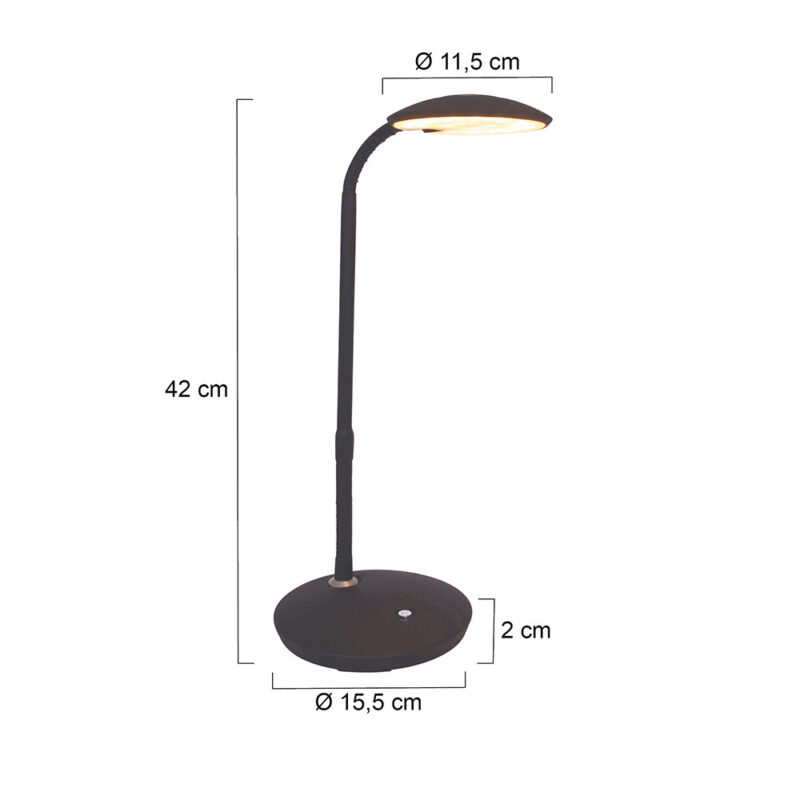 Tafellamp Zenith 1470ZW Zwart lichtkleur instelbaar - Afbeelding 6