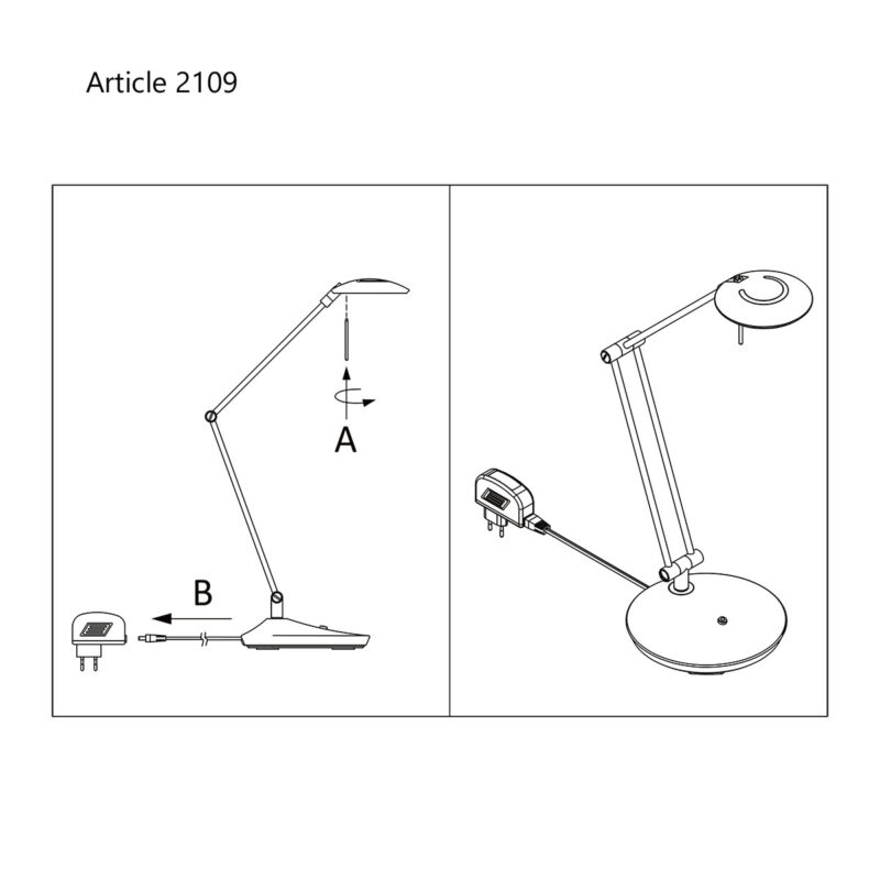 Tafellamp Zodiac 2109ZW Zwart Dimbaar draaibaar kantelbaar - Afbeelding 8