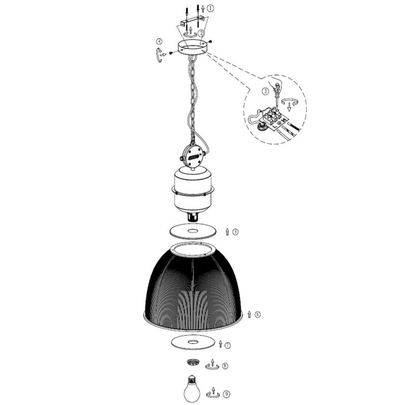 Transparante met zwarte hanglamp Clearvoyant 7695ZW E27 fitting - Afbeelding 9