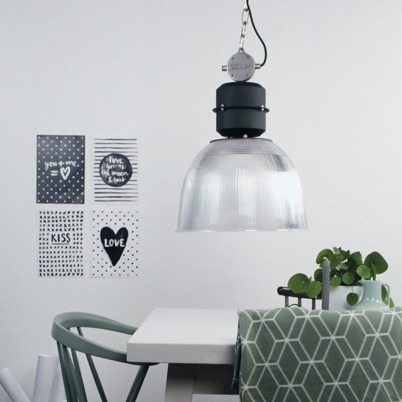 Transparante met zwarte hanglamp Clearvoyant 7695ZW E27 fitting - Afbeelding 3