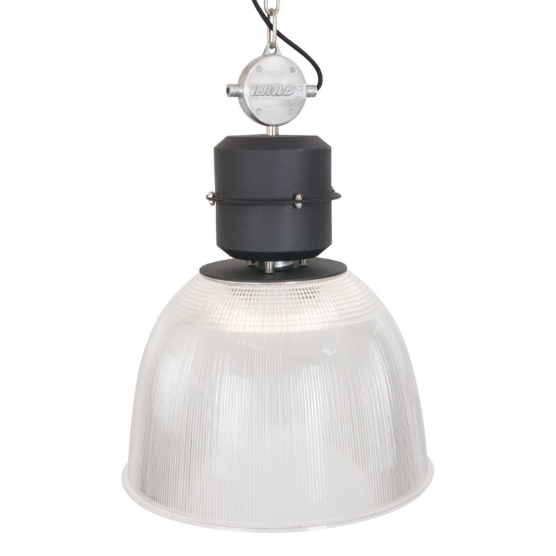 Transparante met zwarte hanglamp Clearvoyant 7695ZW E27 fitting