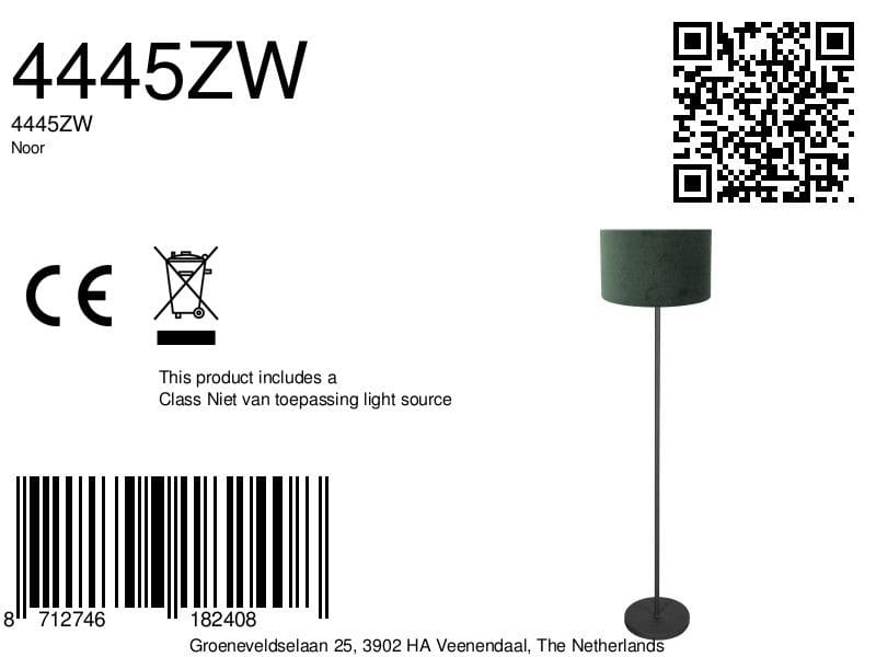 Lampadaire 4445ZW – Noor noir avec abat-jour en velours vert Ø30cm - Image 7