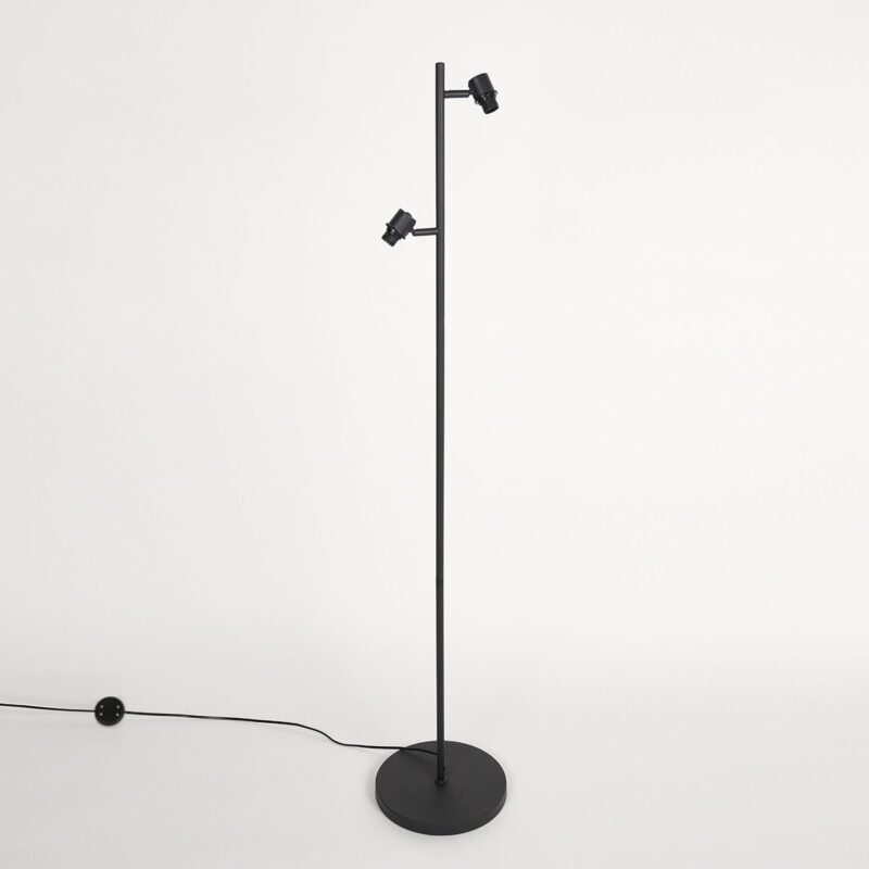Vloerlamp Bambus 3670ZW Zwart 2 lichts met houten kapjes - Afbeelding 10