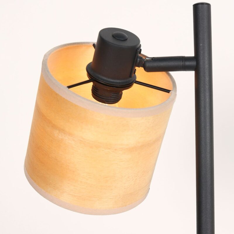 Vloerlamp Bambus 3670ZW Zwart 2 lichts met houten kapjes - Afbeelding 12