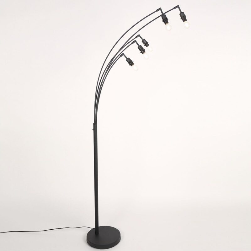 Vloerlamp Bambus 3671ZW Zwart 5 lichts met houten kapjes - Afbeelding 9