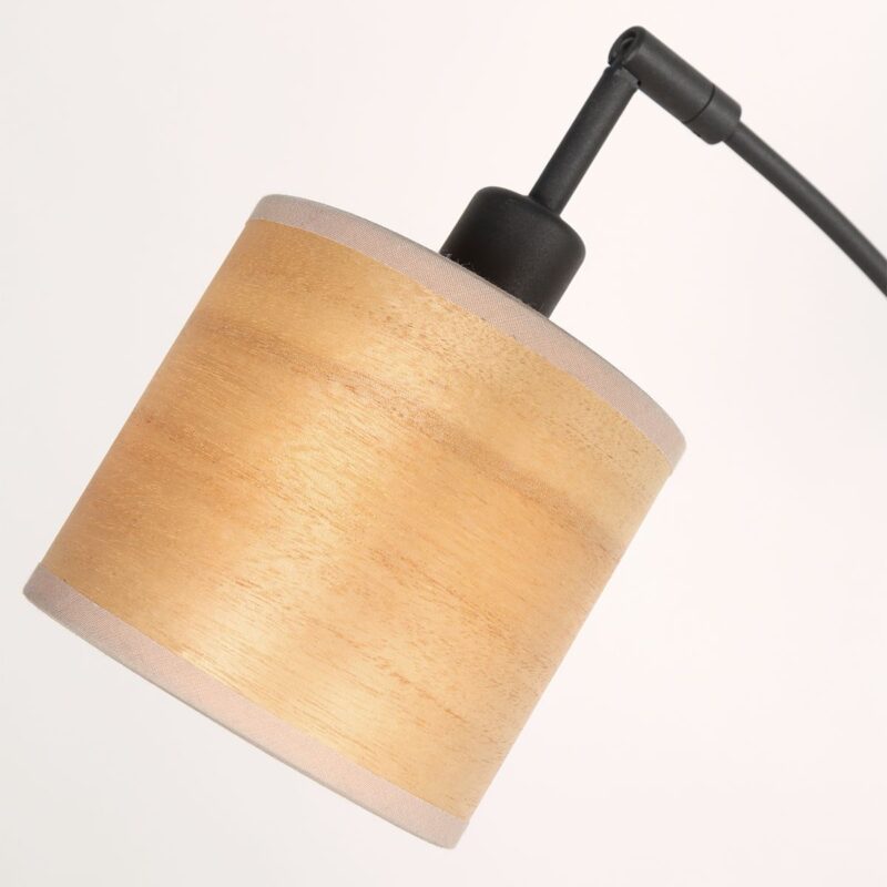 Vloerlamp Bambus 3671ZW Zwart 5 lichts met houten kapjes - Afbeelding 5