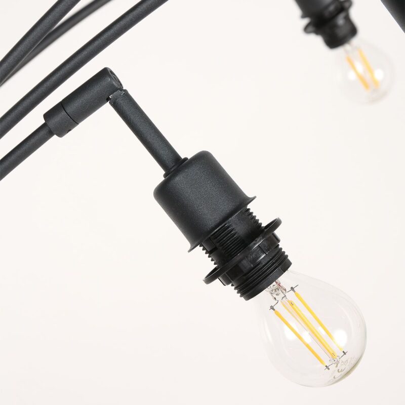Vloerlamp Bambus 3671ZW Zwart 5 lichts met houten kapjes - Afbeelding 6