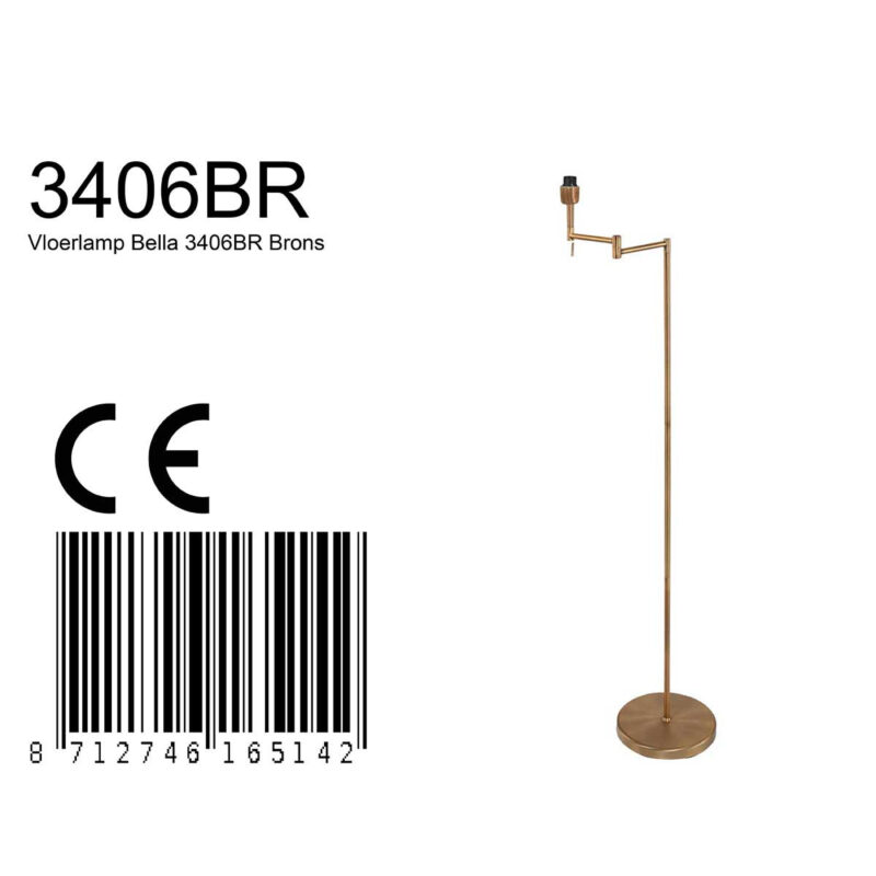 Vloerlamp Bella 3406BR exclusief kap, met trekschakelaar - Afbeelding 7