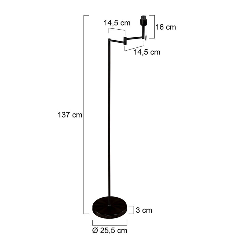 Vloerlamp Bella 3407ZW exclusief kap, met trekschakelaar - Afbeelding 6
